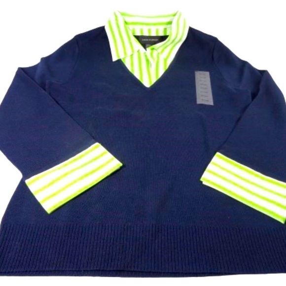 Cable & Gauge Yellow Collared Sweater Size S - Picture 1 of 11